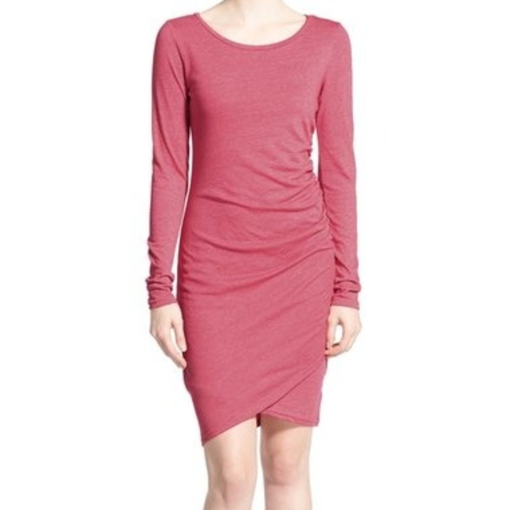 Leith Long Sleeve Ruched Jersey Dress